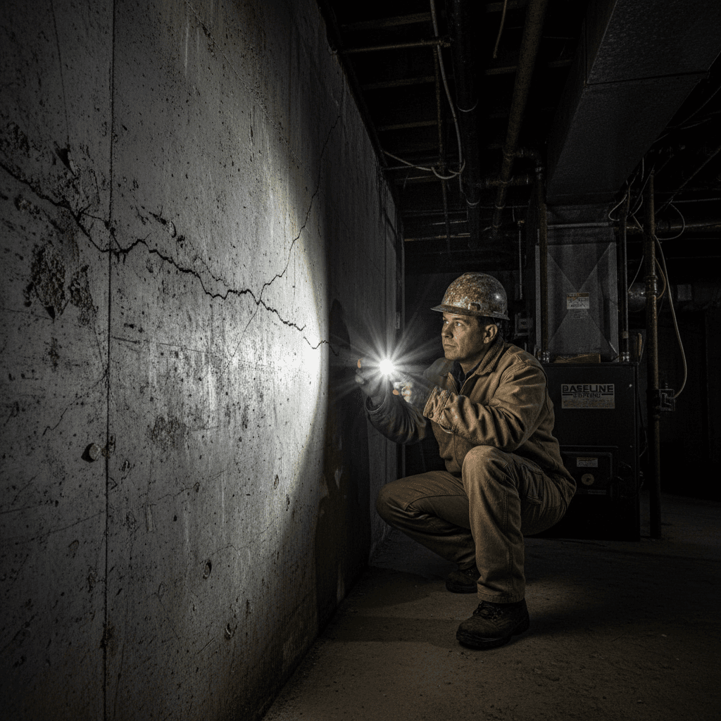 Foundation inspection assessing structural integrity