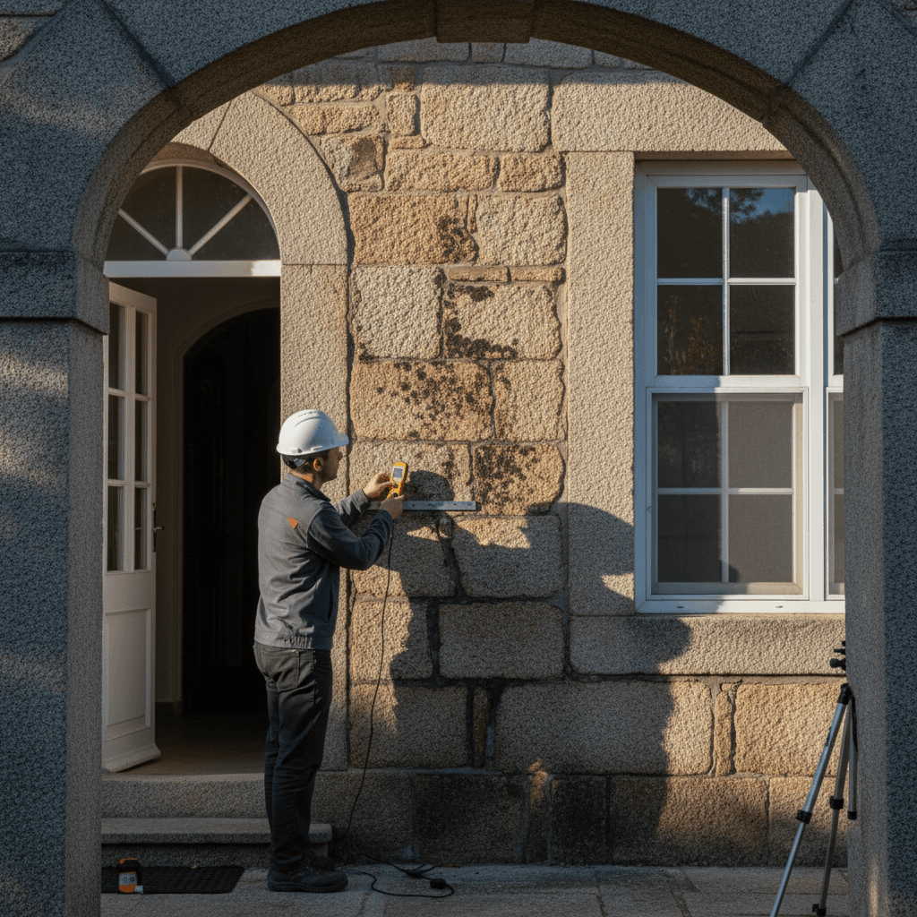 Villa exterior foundation inspection